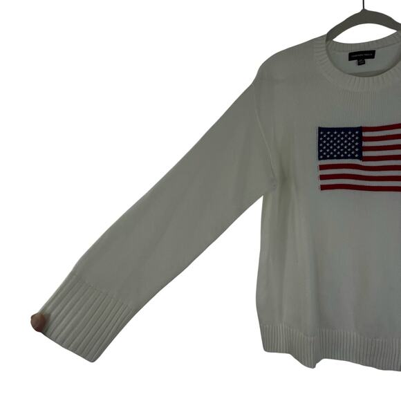 Fourteen Twelve Ivory American Flag Knit Crew Neck Sweater Womens Medium - Picture 4 of 13